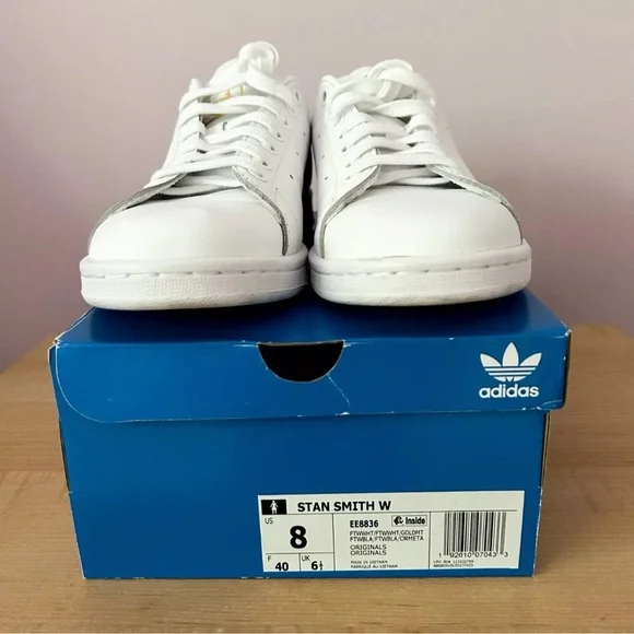 ADIDAS STAN SMITH Originals Women's Size 8 EE8836 GOLD SHOES AUTHENTIC Pre-owned - Picture 4 of 16